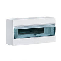 Бокс (щиток) під автомати Hager Cosmos 18 модульний, зовнішній VD118TD з прозорими дверцятами