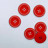 Гудзик круглий червоний з білим декором 34мм, фото 2
