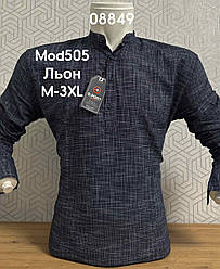 Лляна сорочка з довгим рукавом G-Port, стійка mod 505