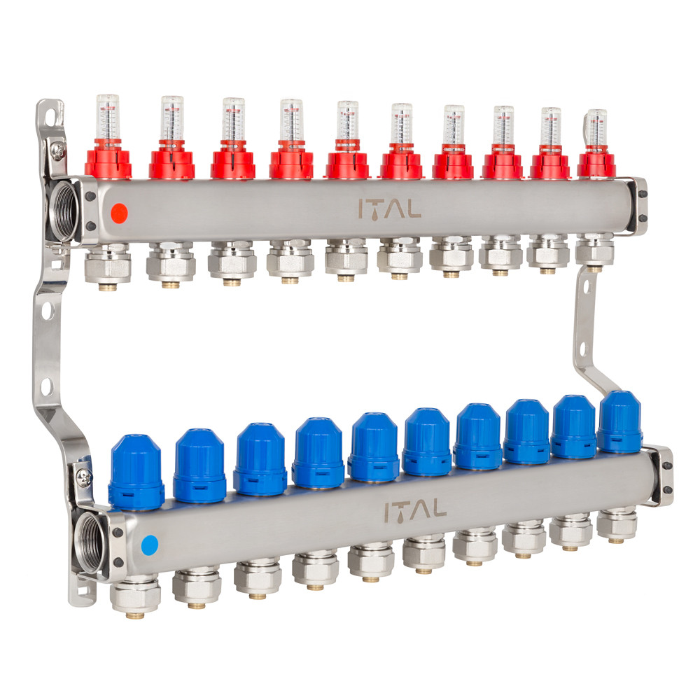 Колекторний блок із витратомірами ITAL HC1-10 x 3/4"Ek, нержавіюча сталь