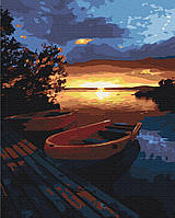 Картина за номерами Красивий захід сонця на озері 40x50 см Brushme Різнобарвний (2000002765622)