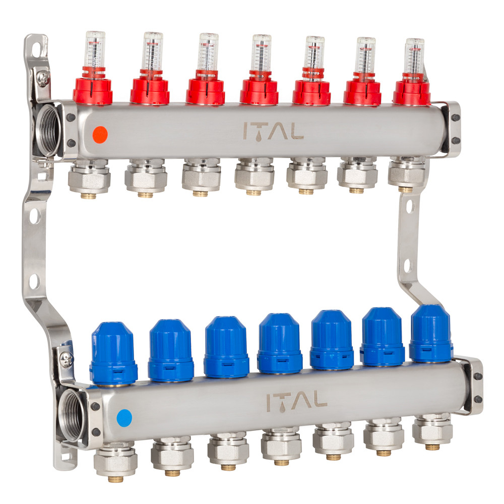 Колекторний блок із витратомірами ITAL HC1-07 x 3/4"Ek, нержавіюча сталь