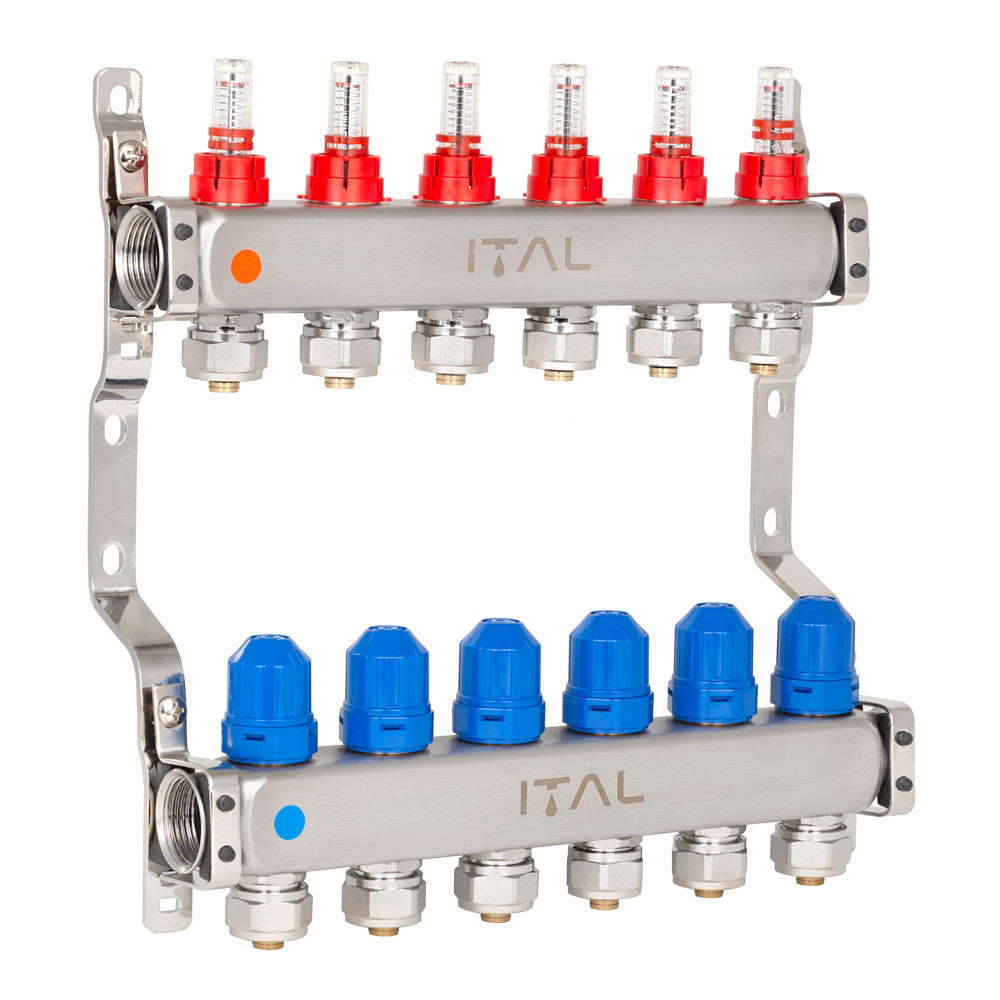 Колекторний блок із витратомірами ITAL HC1-06 x 3/4"Ek, нержавіюча сталь