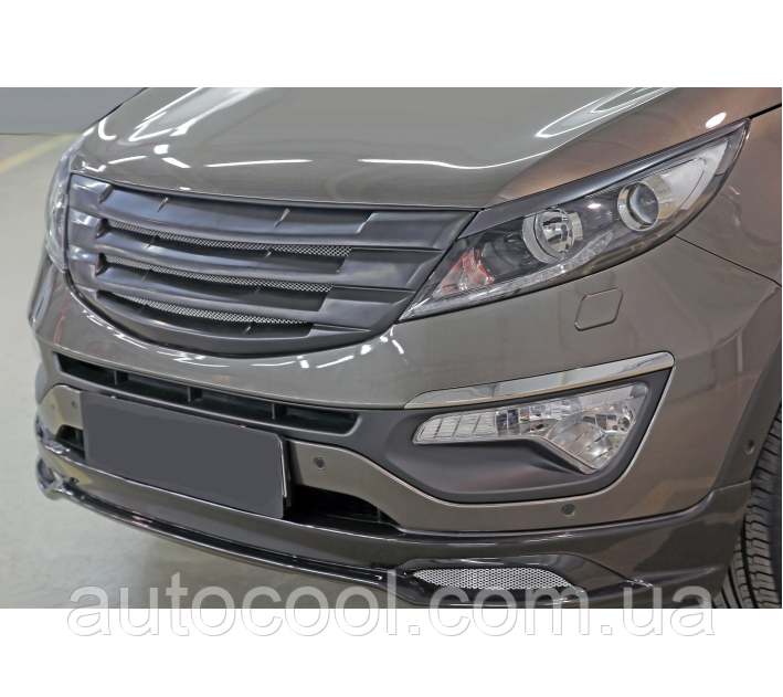 Решітка радіатора Варіант 3 з сіткою металік KIA Sportage 2010-2013 р. в. Кіа Спортейдж, фото 1