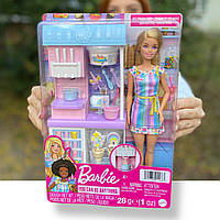 УЦЕНКА (Примятая коробка) Игровой набор кукла Барби Магазин мороженого Ice Cream Shop Mattel HCN46