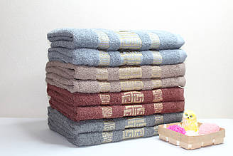 Упаковка (8 шт) махрових банних рушників "Золотий орнамент" | 70х140