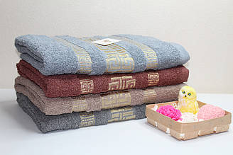 Упаковка (4 шт) махрових банних рушників "Золотий орнамент" | 70х140