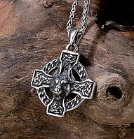 Амулет серебряный "Волк на кельтском кресте"