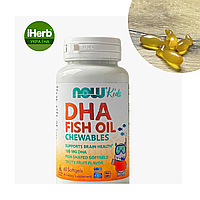 NOW Foods, kid’s DHA, жувальна ДГК (Омега-3) для дітей, 60 жувальних рибок
