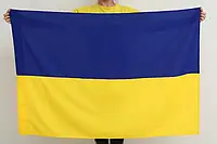 Прапор України синьо жовтий зі щільної тканини габардин 140х90 з кишенею під флагшток та древко