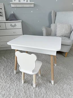 Дитячий столик і стільчик білий. Столик із шухлядою для олівців і розмальовок