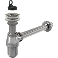 Сифон для умивальника AlcaPlast 1 1/4" металевий хромований з водозливом A437