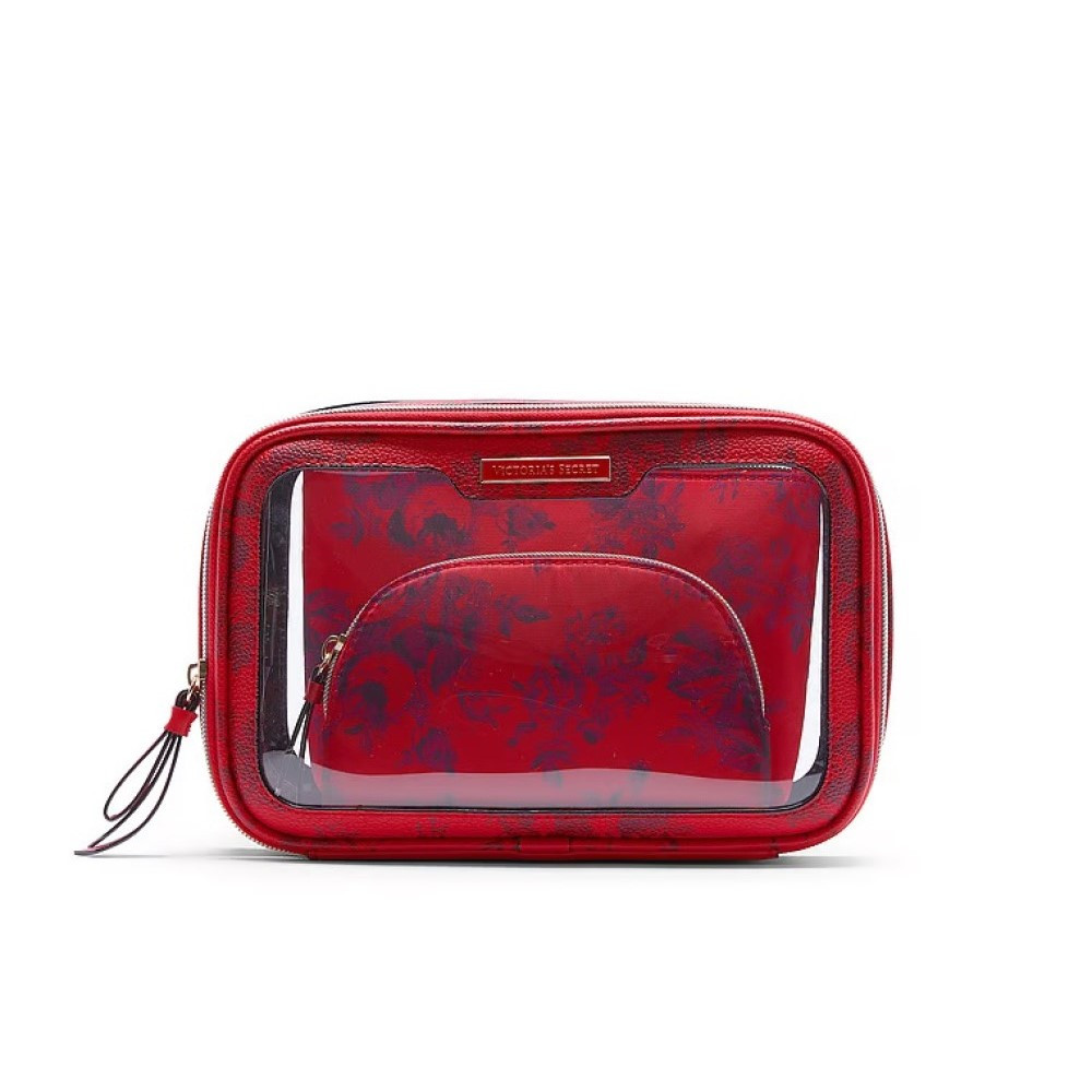 Косметичка 3в1 Victoria's Secret Trio Beauty Bag Red Floral