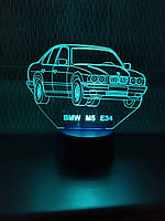 3d-светильник БМВ М5 Е34 BMW, 3д-ночник, несколько подсветок (батарейка+220В), подарок автолюбителю