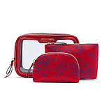 Косметичка 3в1 Victoria's Secret Trio Beauty Bag Red Floral, фото 2