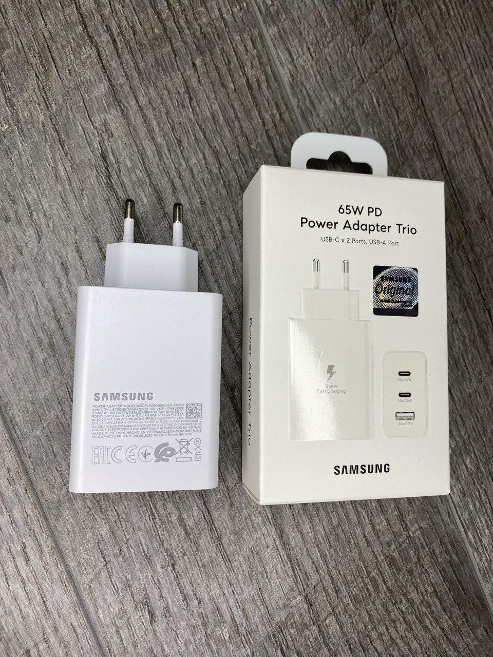 Блок живлення для Samsung Trio 65 Вт (EP-T6530NBEGWW) USB-C x 2Ports, USB-A Port