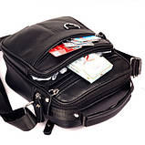 Чоловіча сумка через плече Натуральня шкіра Барсетка Чоловіча шкіряна сумка для документів планшет Чорна, фото 5