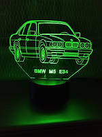 3d-світильник БМВ М5 Е34 BMW, 3д-нічник, кілька підсвіток (bluetooth), подарунок автоаматору