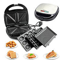 Мультимейкер 4 в 1 Domotec 1000 Вт Сендвичница Гриль Вафельница Орешница