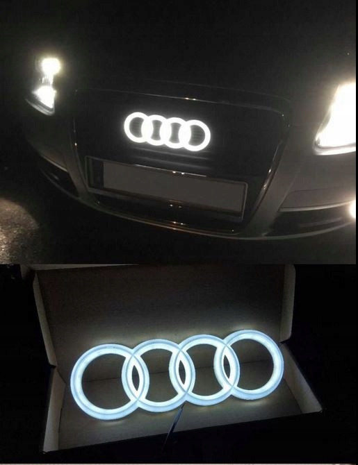 LED динамічна  AUDI  Емблема ЛЕД  передня решітки радіатора  285 мм audi A4 (B9) A6(C7) А7 (C7) Q3 Q7 A8 колір хром