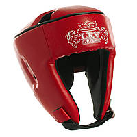 Шлем боксерский открытый Кожзам Лев LV-4293-R Бокс (S, красный)