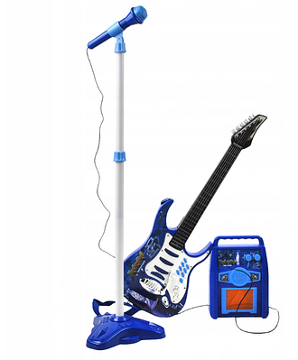 Детская електро гитара с микрофоном, усилителем, MP3 голубая Детская електро гитара с микрофоном, усилителем, MP3 голубая