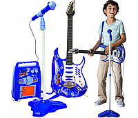Детская електро гитара с микрофоном, усилителем, MP3 голубая 1554/ 22409