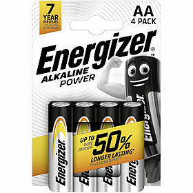 Батарейки лужні Energizer Alkaline Pawer  AA/LR6 // 4шт/уп