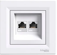 Розетка комп'ютерна 2-на SCHNEIDER Asfora 2*RJ45 125 МГц, (ЕРН4400121) білий