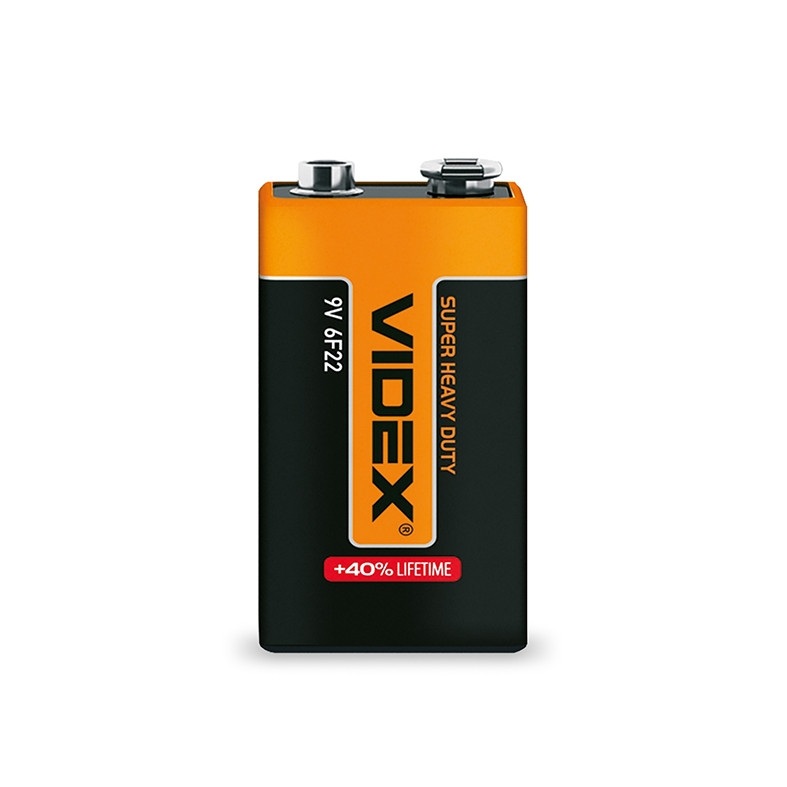 Батарейки сольові Videx 6F22 //1шт/уп