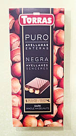 Шоколад Torras з цілим фундуком чорний 150 г (без глютена)