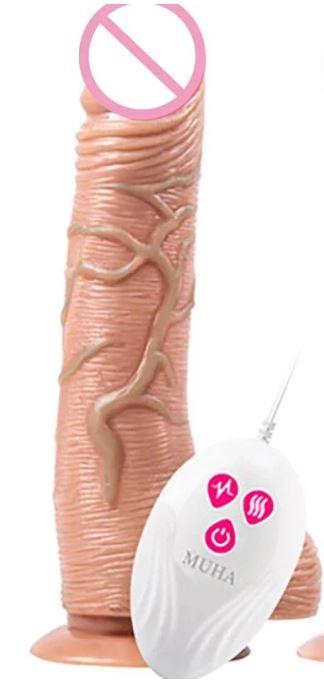 Реалістичний фалоімітатор 19см NightOfPassion (вібрація; нагрівання; рух; пульт управління), фото 1