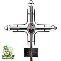 Двойной декоративный крест из нержавеющей стали с использованием трубы диаметром 25 мм., №5