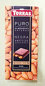 Шоколад Torras з цілим мигдалем чорний 150 г (без глютена)