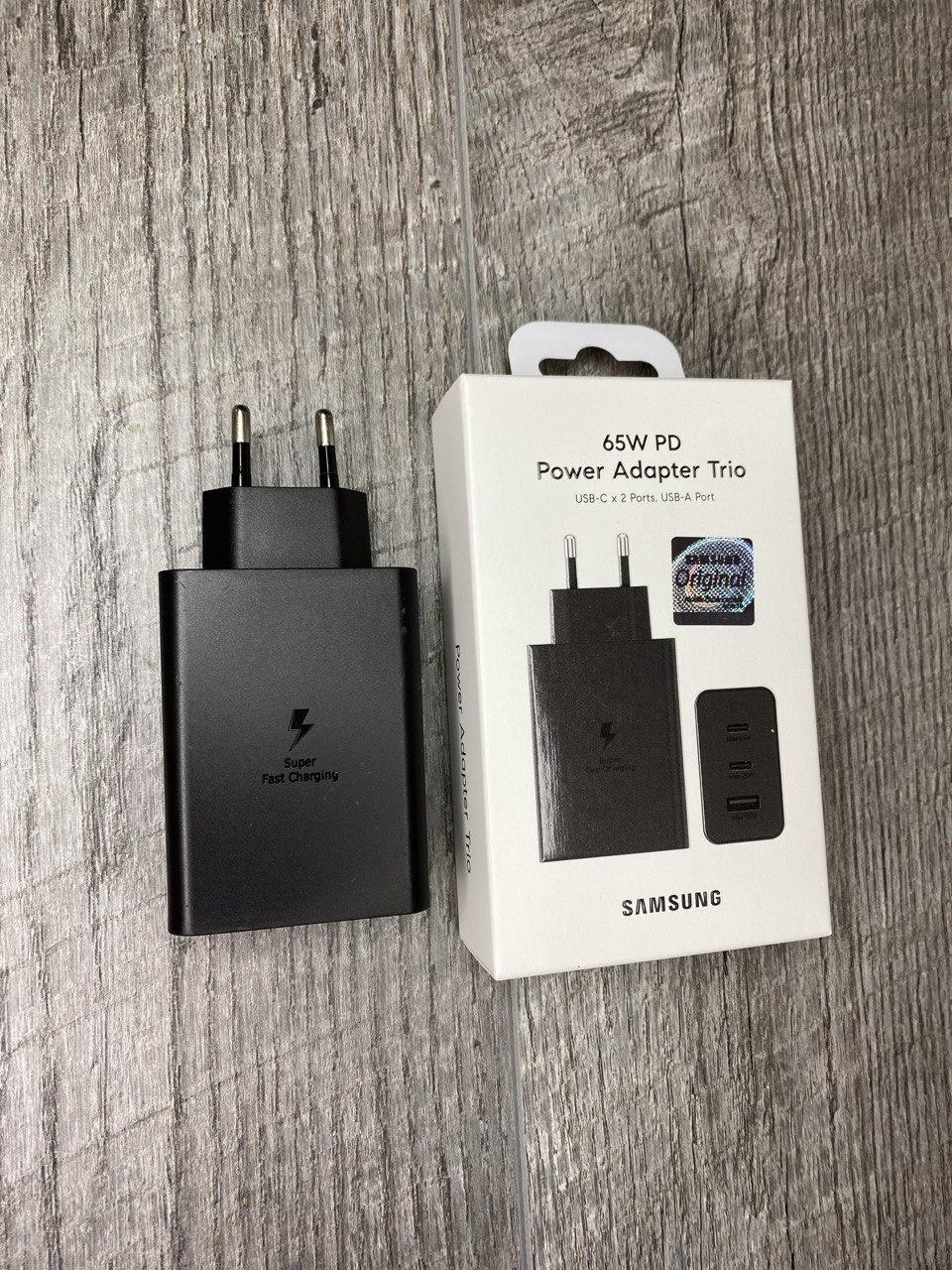 Блок живлення для Samsung Trio 65 Вт (EP-T6530NBEGWW) USB-C x 2Ports, USB-A Port