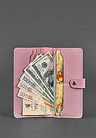 Кожаное женское портмоне, кошелек розовый
