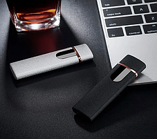 Запальничка USB в подарунковій коробочці Lighter HL-101 Сенсорна кнопка запалювання чорна, фото 3