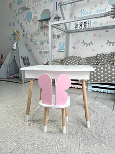 Дитячий столик і стільчик білий. Столик із шухлядою для олівців і розмальовок