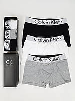 Чоловічі труси боксери з бавовни 3шт Calvin Klein. Набір трусів для чоловіків. Кельвін Кляйн Комплект трусів 3 шт