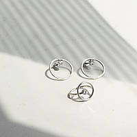 Комплект срібний Сонце в мінімалістичному стилі кільце і сережки