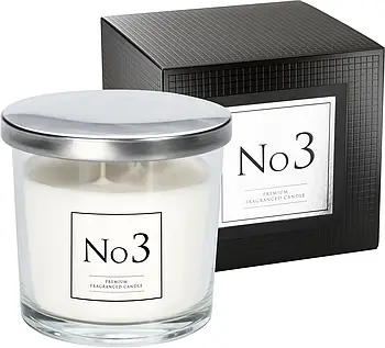 Ароматична свічка Bispol в скляному свічнику з металевою кришкою  Premium Fragranced Candle №3 (snp100-003)