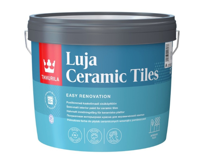 Краска для керамической плитки Tikkurila LUJA Ceramic TILES интерьерная полуматовая база А 2,7л - фото 1 - id-p2092119371