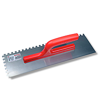 Гладилка зубчаста штукатурна 40 см, зуб 8 мм Notched Trowel, нержавіюча сталь, червона (221)