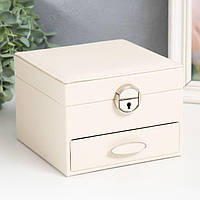 Скринька шкірозамінник для прикрас "Білі хмари" 16х16х11,8 см