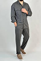 Мужской костюм рубашка-брюки (серый) красивый стильный молодежный комплект оверсайз костюмка А2908