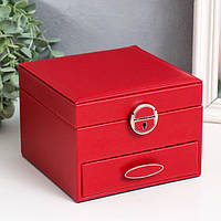 Скринька шкірзам для прикрас "Червоні вітрила" 16х16х11,8 см