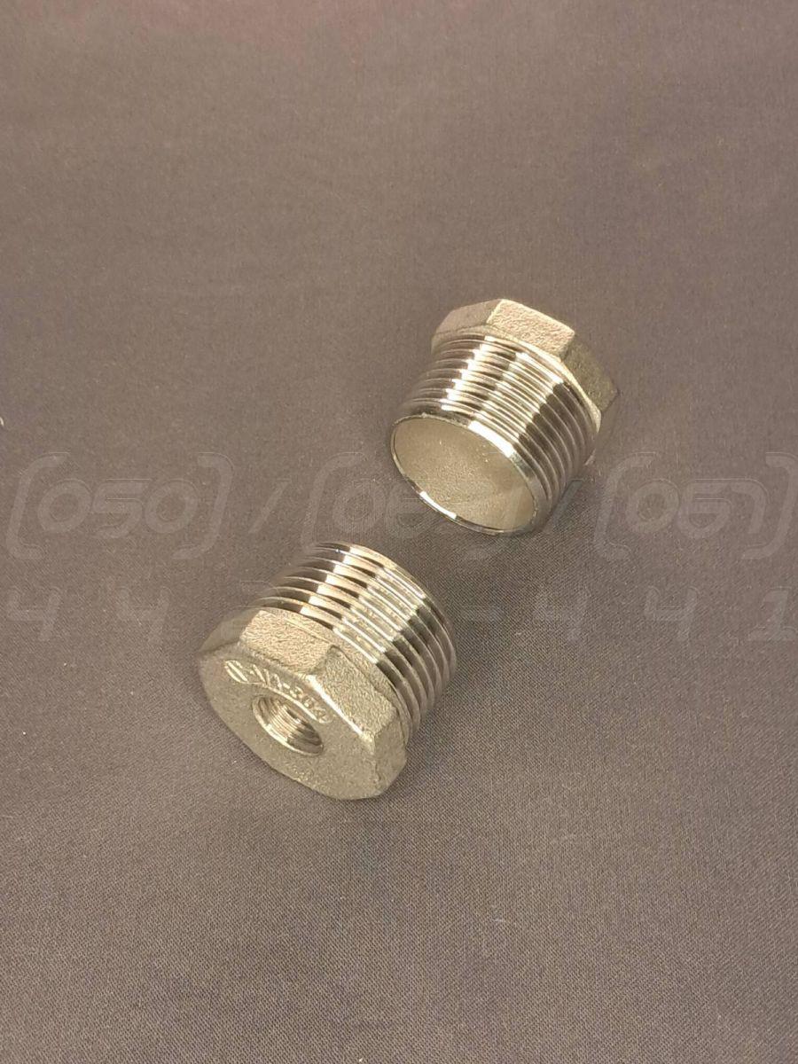 Футорка нержавіюча перехідна Ду25х8 (1"x1/4") н/ж сталь AISI304, Class 150, різьба BSPP, лита, фото 1