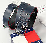Чоловічий шкіряний брендовий ремінь (022) синій, фото 2