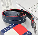 Чоловічий шкіряний брендовий ремінь (022) синій, фото 3