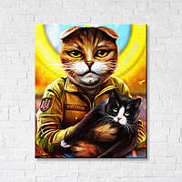 Постер на холсте Котик-военачальник Марианна Пащук 50х60 см Brushme Разноцветный (2000002768500)